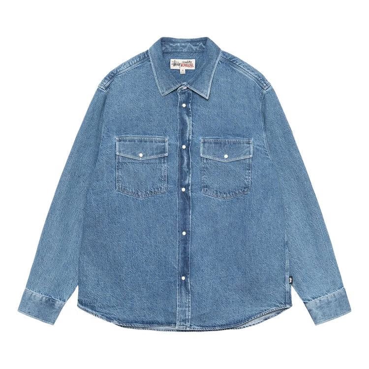 Stussy Boxy Western Denim Shirt Light Denim