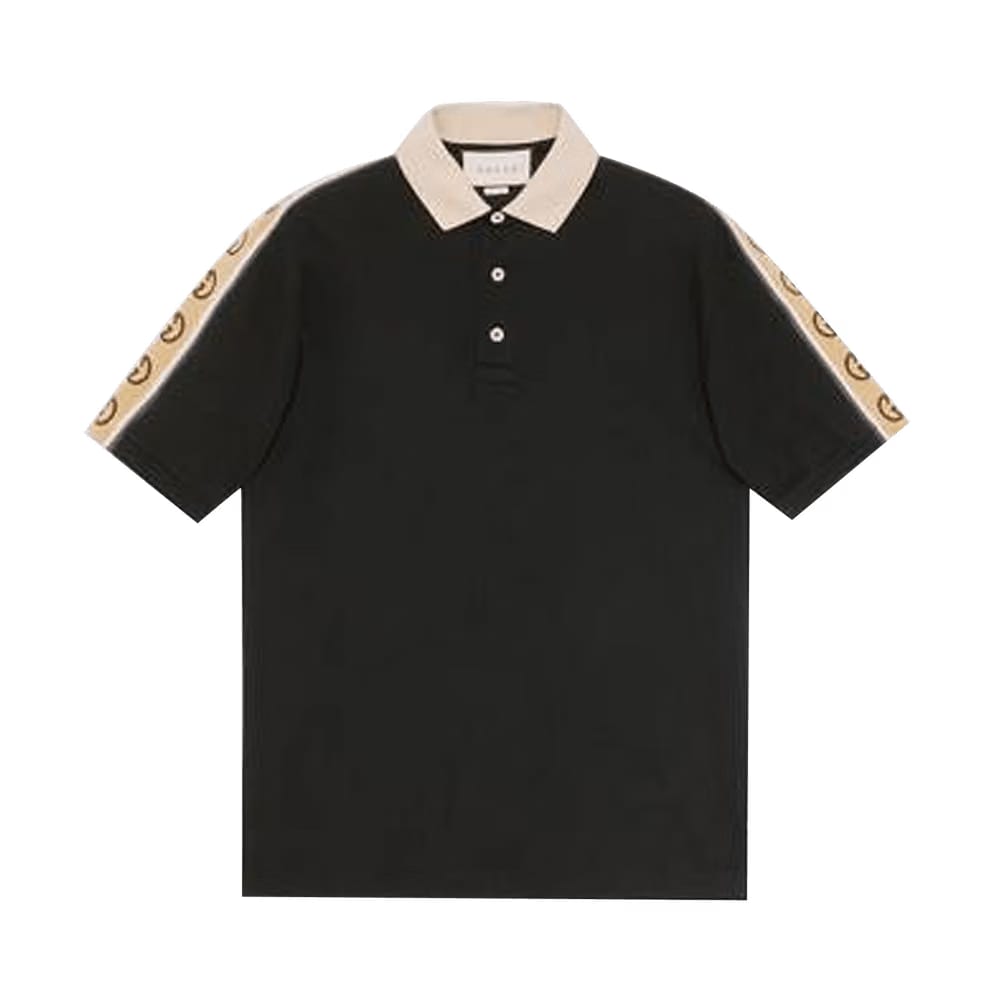Gucci Piquet Polo With Interlocking G Stripe Black/Multicolor