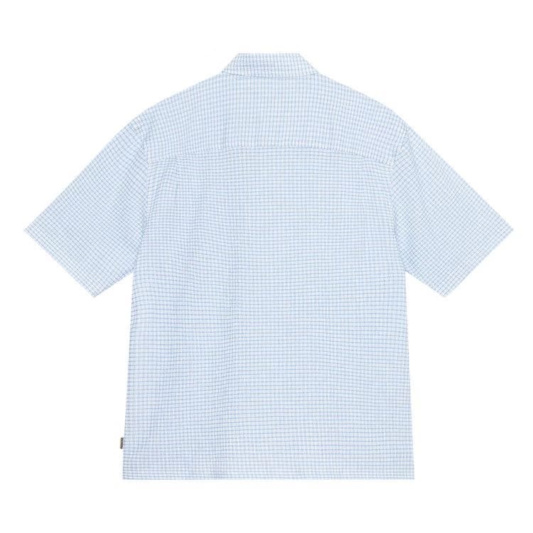 Stussy Boxy Flat Hem Crinkled Shirt Blue Check