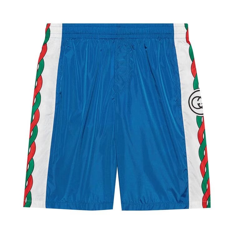 Gucci Waterproof Nylon Shorts With Interlocking G Blue