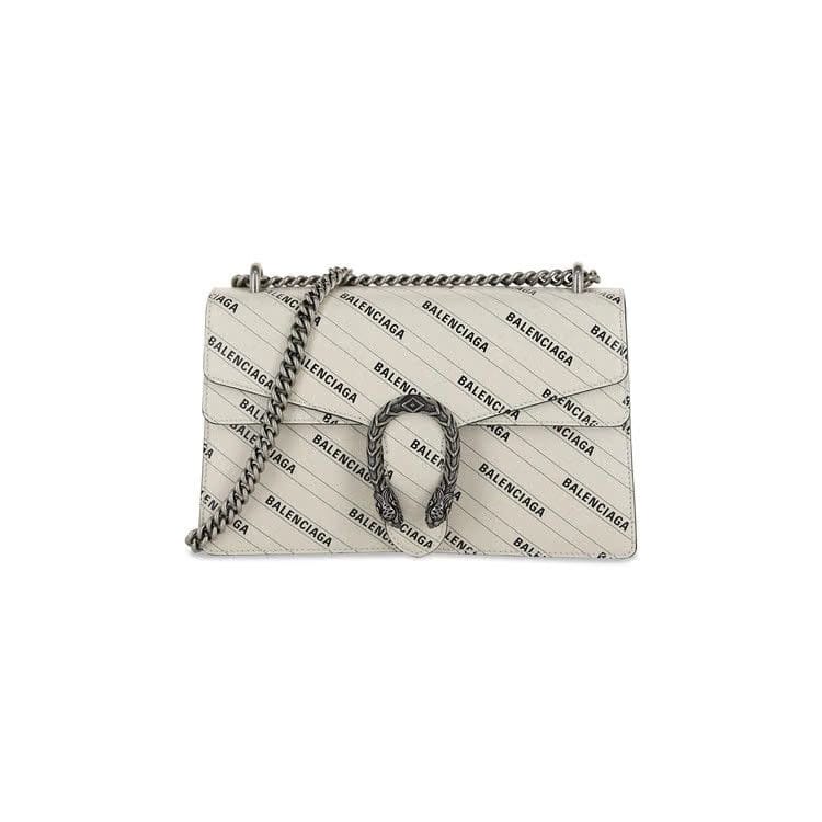 Gucci x Balenciaga Logo Print Dionysus Shoulder Bag White
