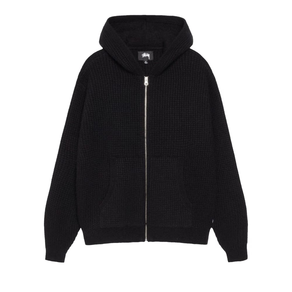 Stussy Waffle Cashmere Zip Hoodie Black