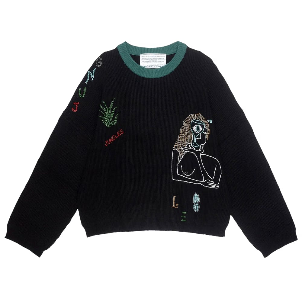 Jungles Slow Down Beaded Knit Sweater Black