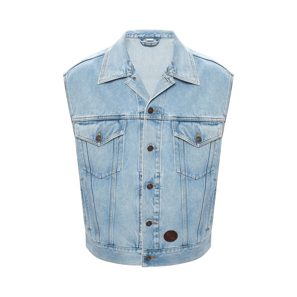 Gucci Distressed Denim Vest Light Blue