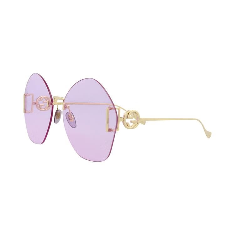 Gucci Round Frame Metal Sunglasses Gold/Violet
