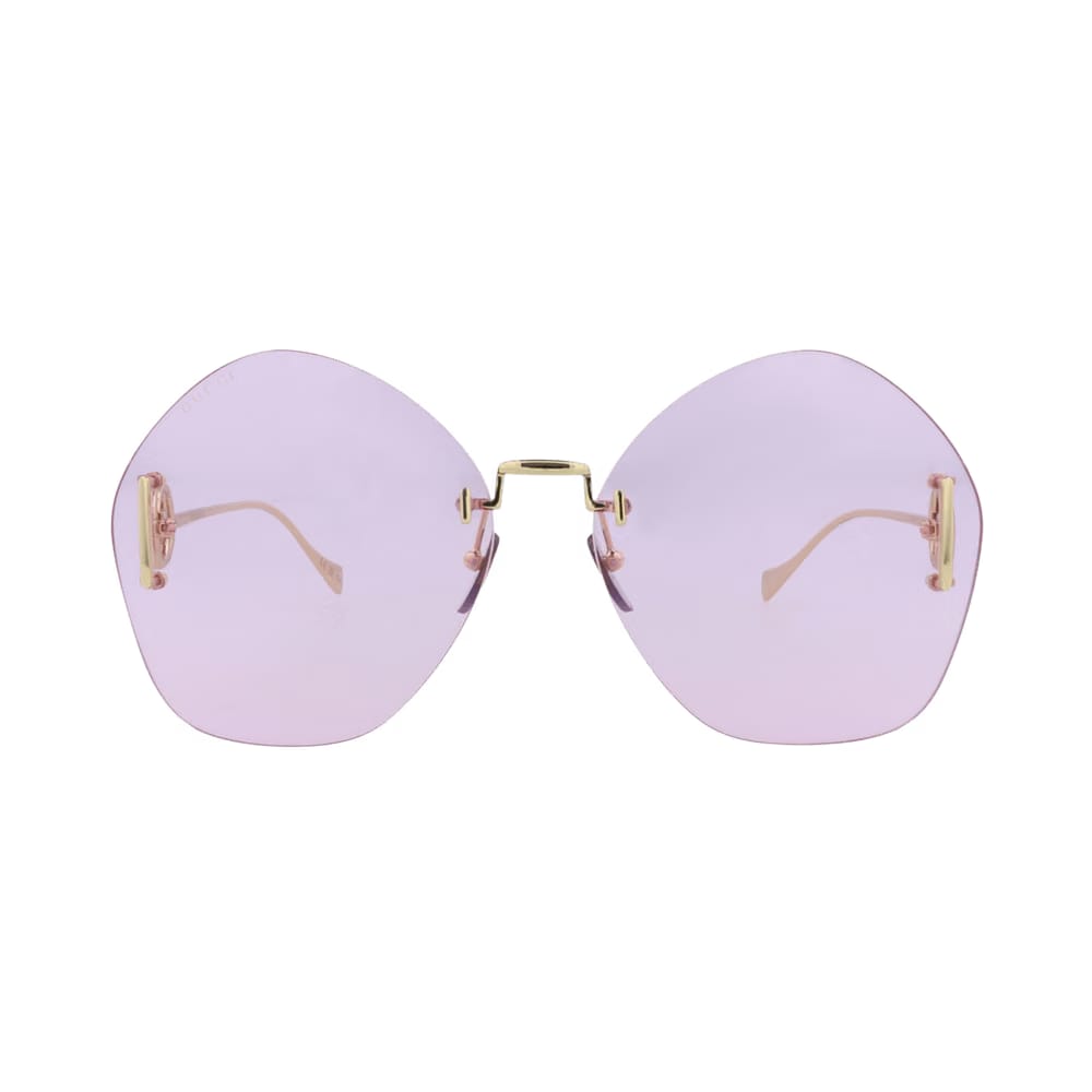 Gucci Round Frame Metal Sunglasses Gold/Violet