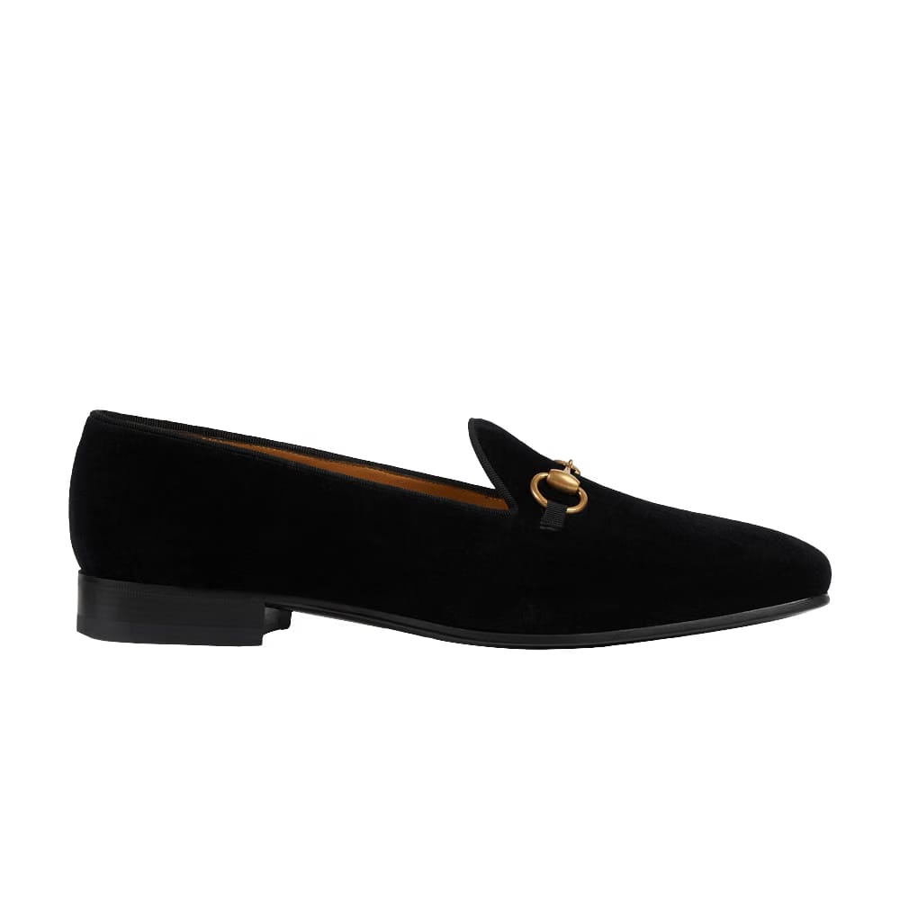 Gucci Gallipoli Horsebit Velvet Loafers Black