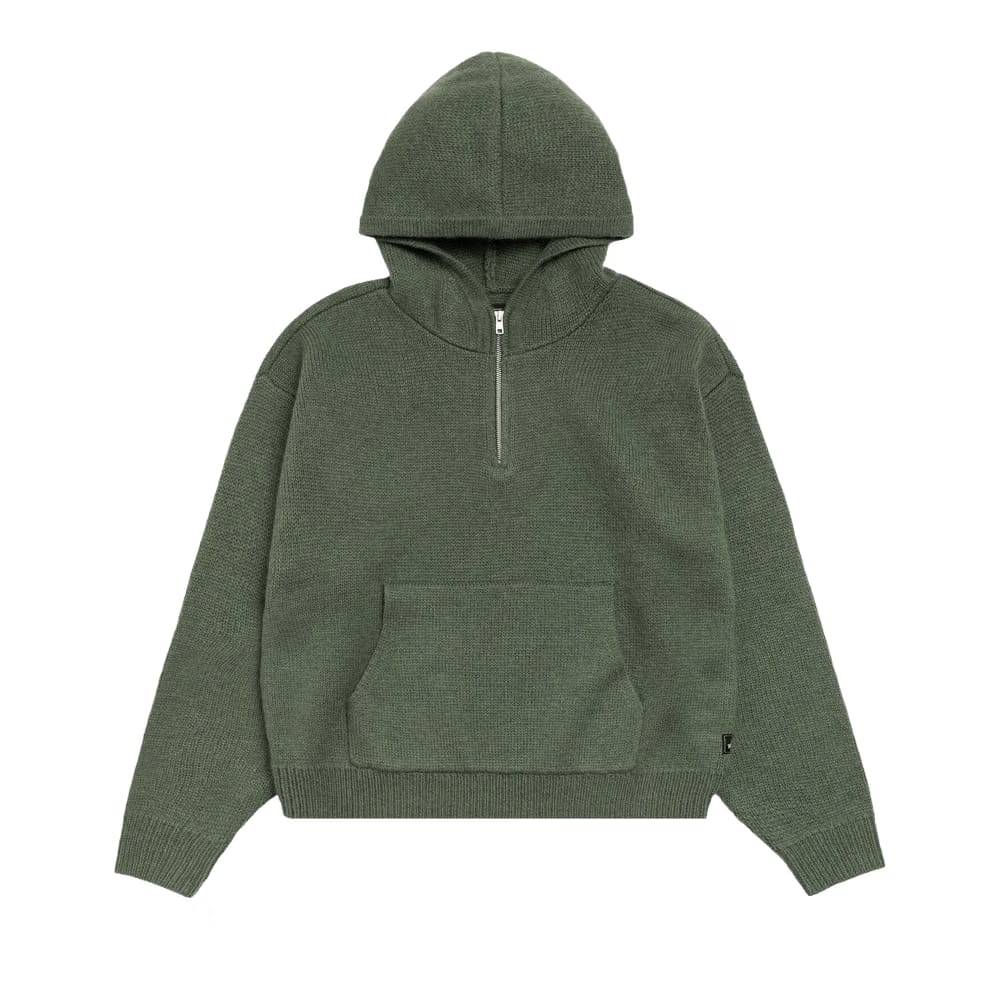 Stussy Quarter Zip Knit Hoodie Green