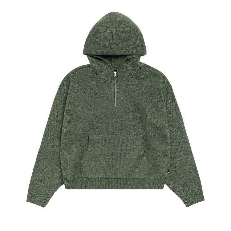 Stussy Quarter Zip Knit Hoodie Green