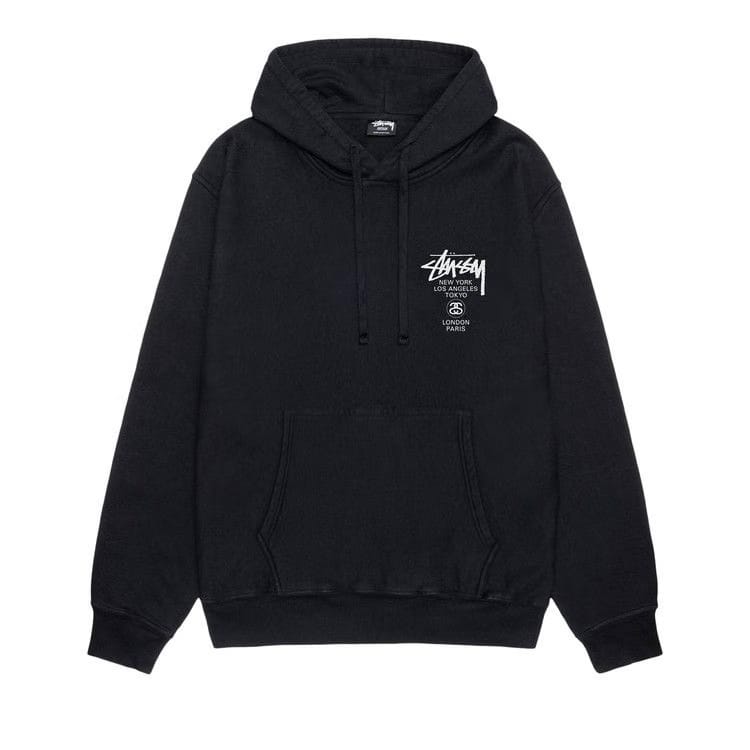 Stussy World Tour Pigment Dyed Hoodie Black