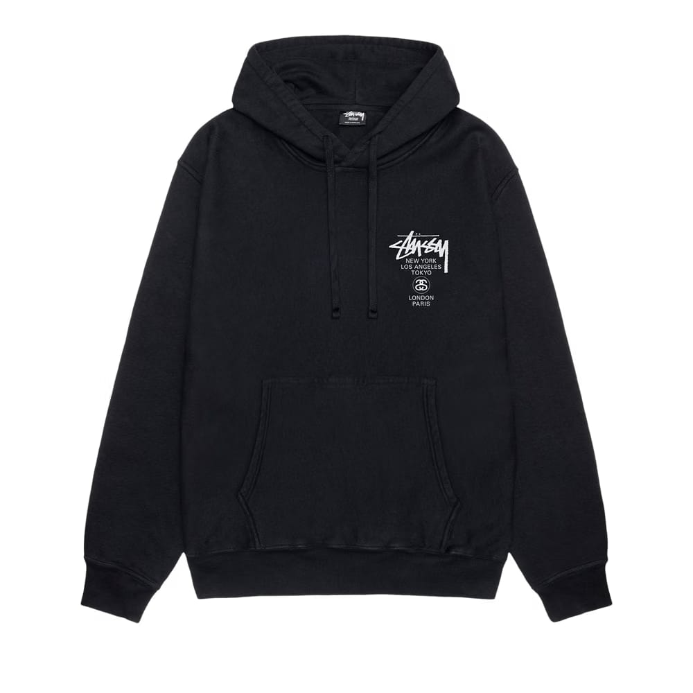 Stussy World Tour Pigment Dyed Hoodie Black
