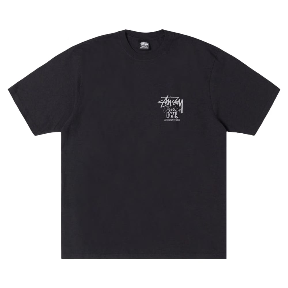 Stussy Classic Gear T-Shirt Pigment Dyed Faded Black/White