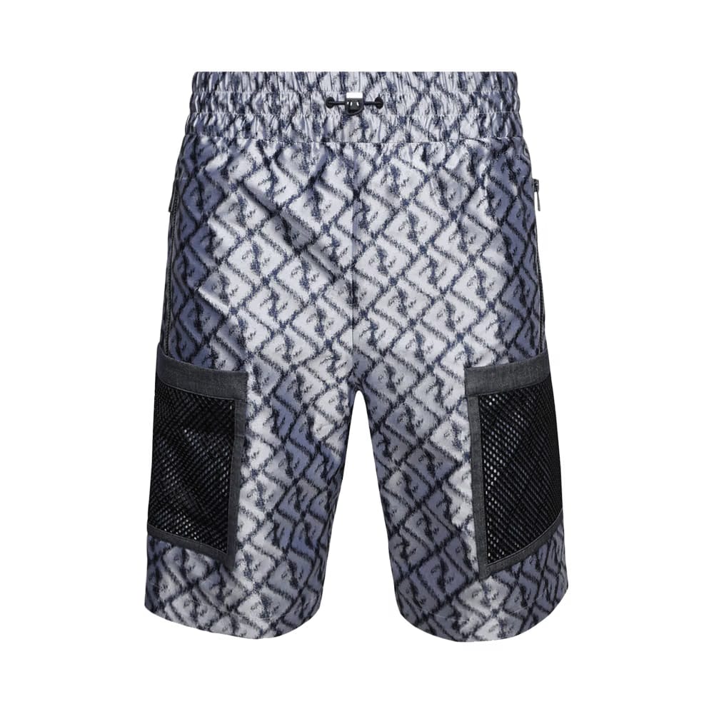 Fendi Embroidered Polyester Bermuda Shorts Zucca Blue