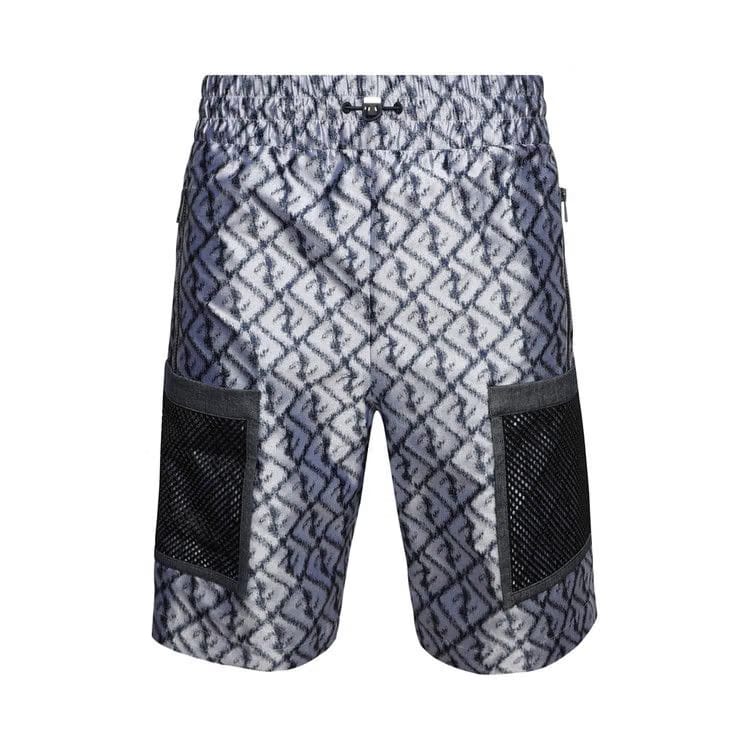 Fendi Embroidered Polyester Bermuda Shorts Zucca Blue
