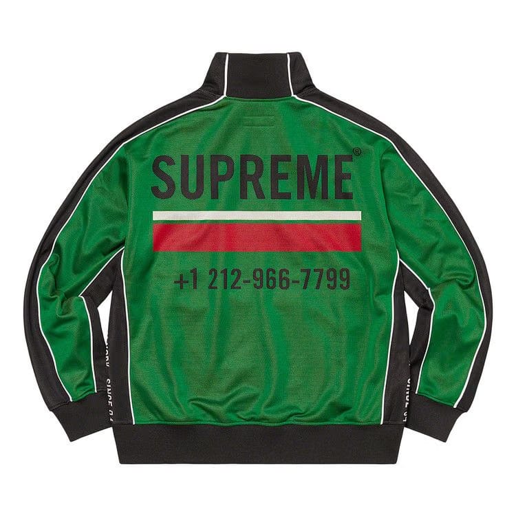 Supreme World Famous Jacquard Track Jacket Green