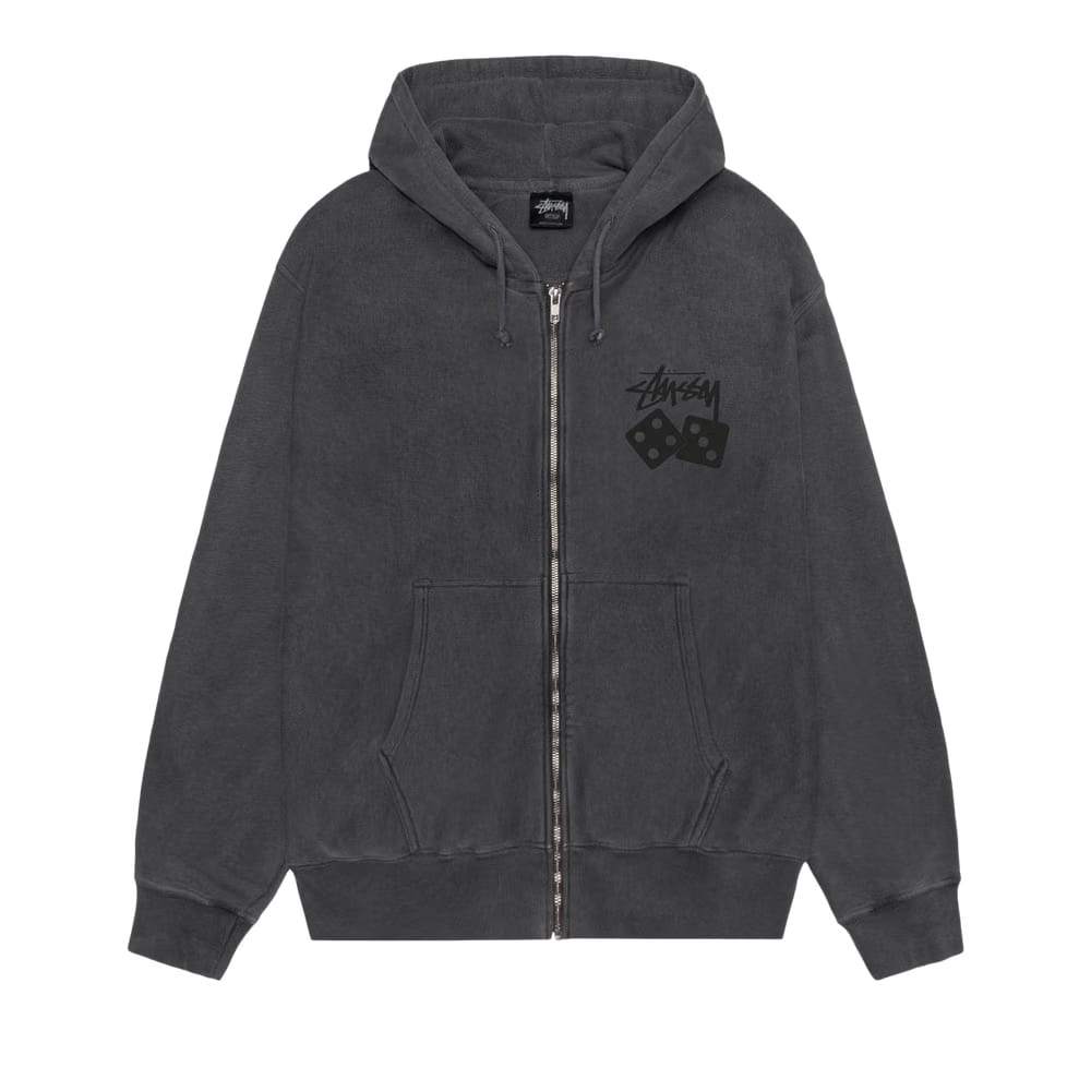 Stussy Dice Zip Hoodie Pigment Dyed Black