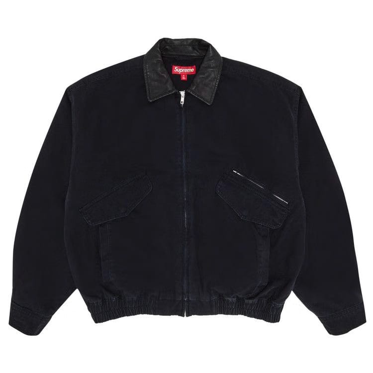 Supreme Leather Collar Utility Jacket Black