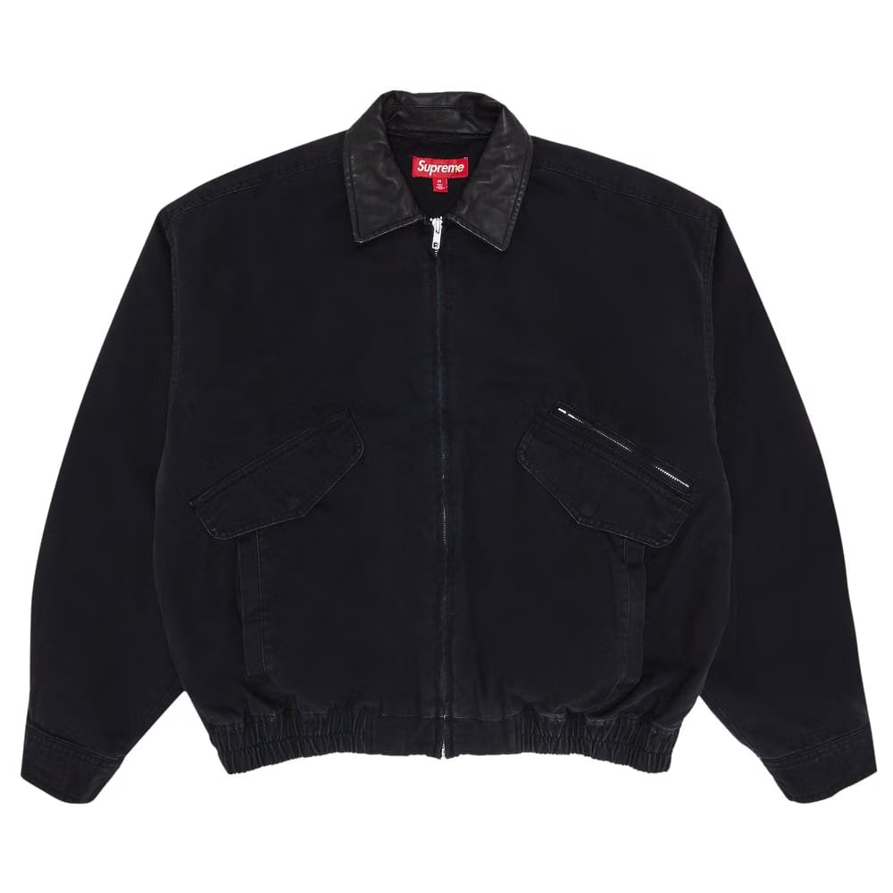 Supreme Leather Collar Utility Jacket Black