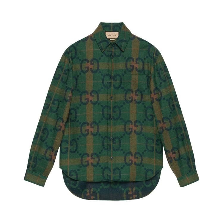 Gucci Jumbo GG Check Wool Shirt Green/Blue