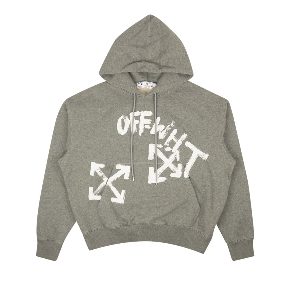 Off-White Paint Script Skate Hoodie Melange Grey/White