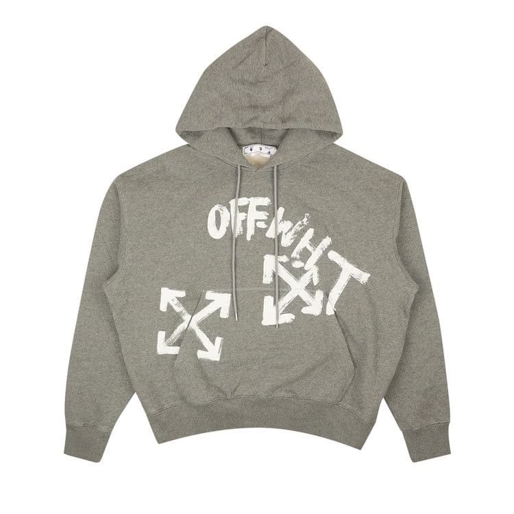 Off-White Paint Script Skate Hoodie Melange Grey/White