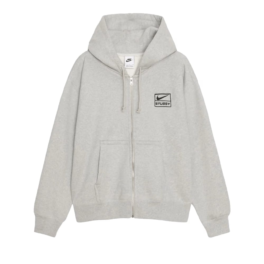 Stussy x Nike Fleece Zip Up Hoodie (Asia Sizing) Grey