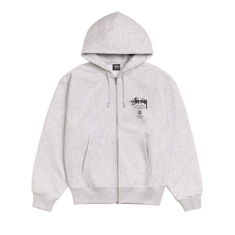 Stussy World Tour Zip Hoodie Ash Heather