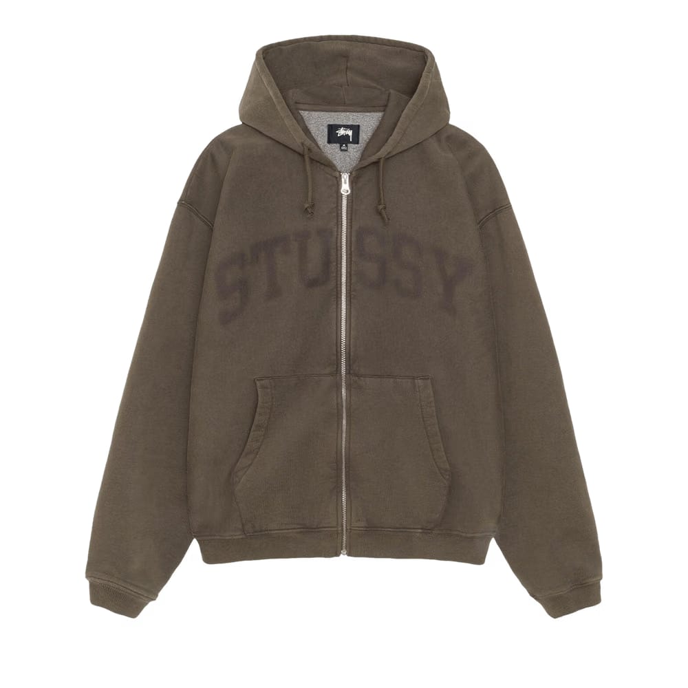 Stussy Faded Graphic Zip Hoodie Olive
