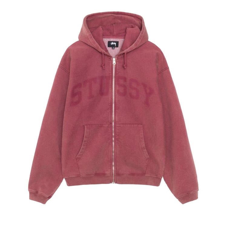 Stussy Faded Graphic Zip Hoodie Burgundy