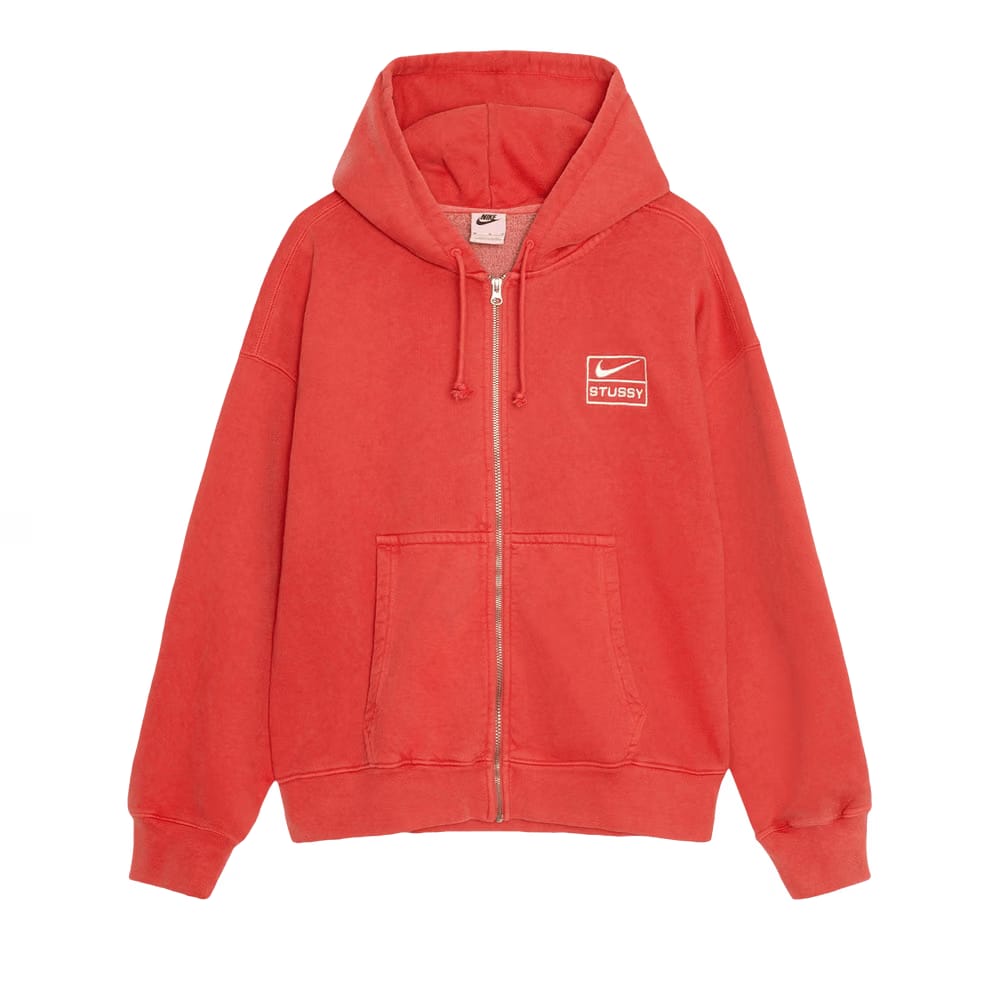 Stussy x Nike Pigment Dyed Fleece Zip Hoodie Habanero Red