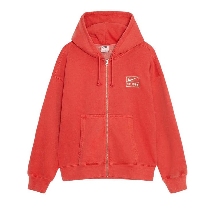 Stussy x Nike Pigment Dyed Fleece Zip Hoodie Habanero Red