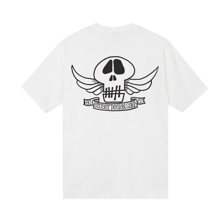Stussy Skull Wings Pigment Dyed T-Shirt White