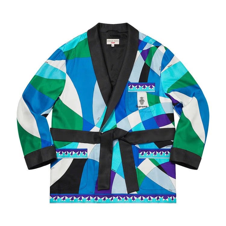 Supreme x Emilio Pucci Silk Smoking Jacket Blue