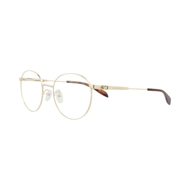 Alexander McQueen Round-Frame Metal Optical Frames Gold Transparent