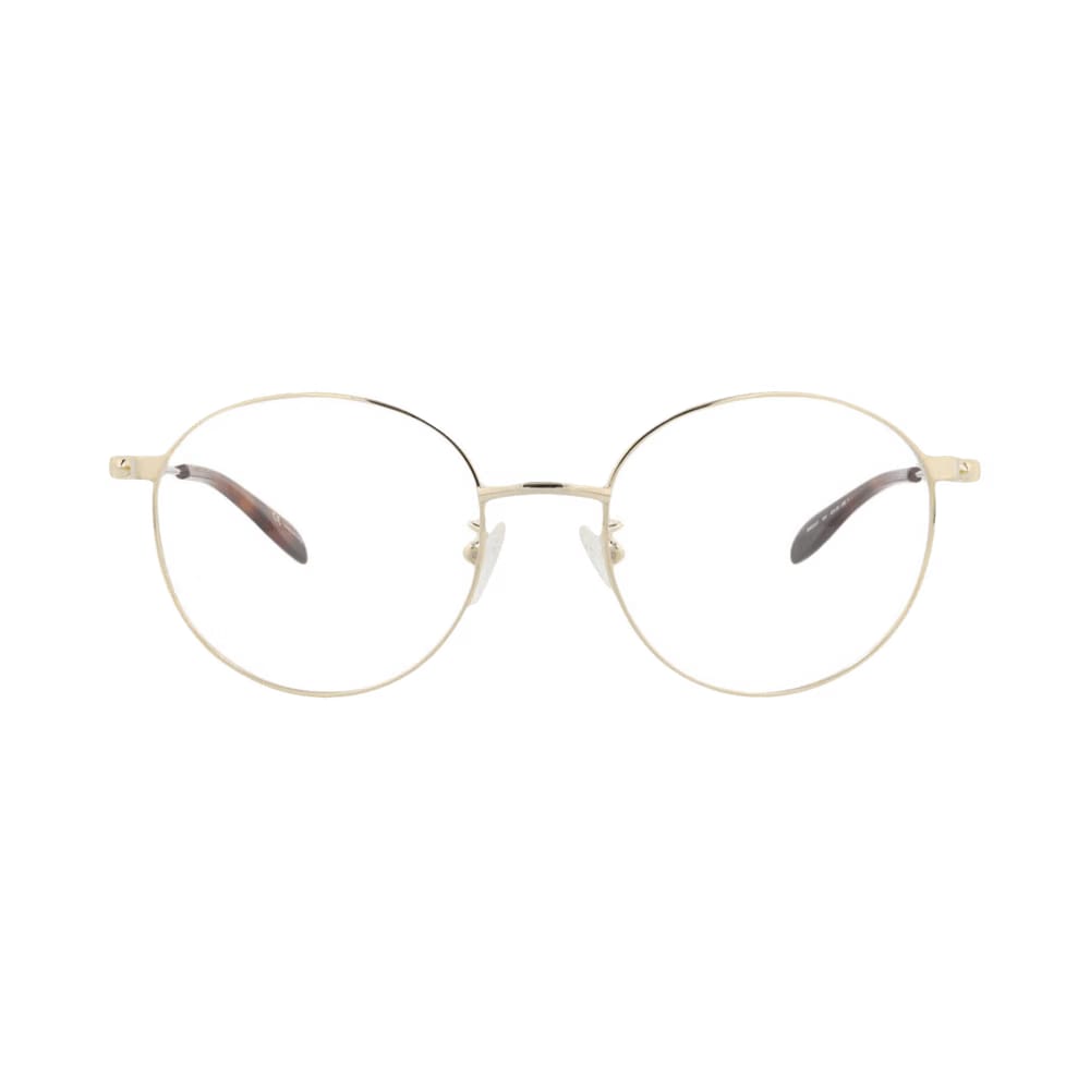 Alexander McQueen Round-Frame Metal Optical Frames Gold Transparent