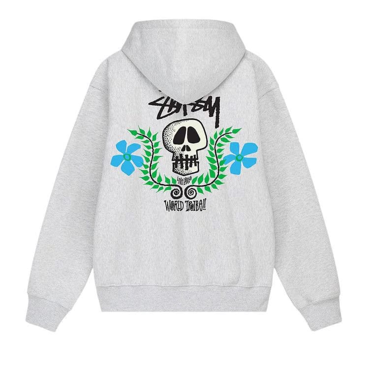 Stussy Skull Crest Zip Hoodie Ash Heather