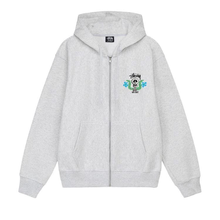Stussy Skull Crest Zip Hoodie Ash Heather