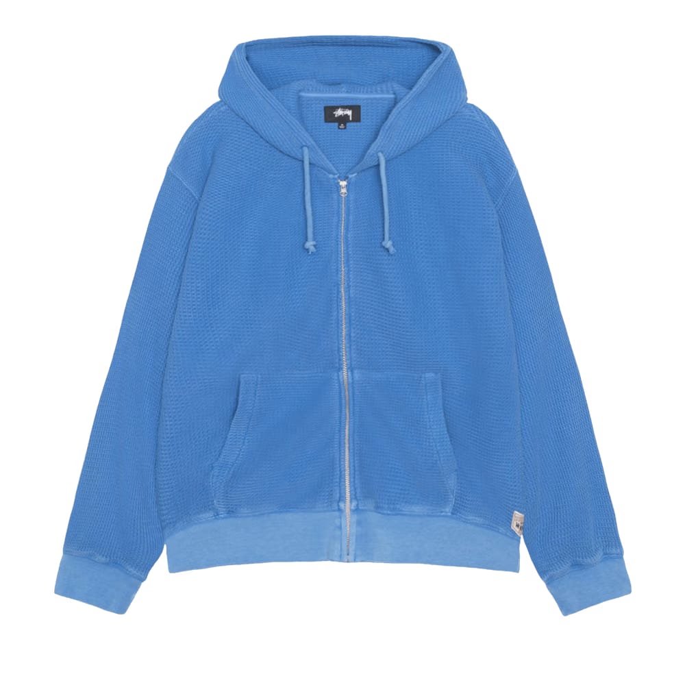 Stussy Double Layer Waffle Zip Hoodie Blue