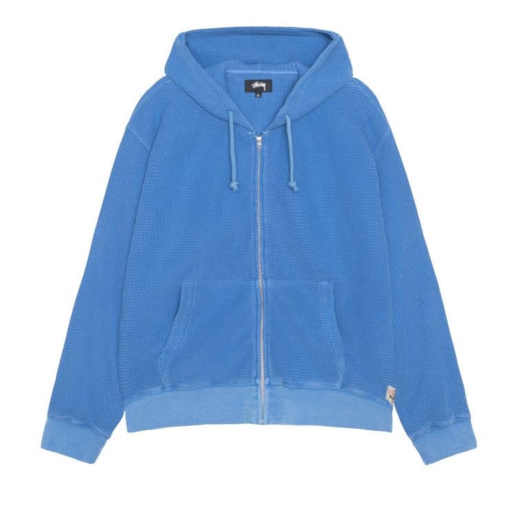 Stussy Double Layer Waffle Zip Hoodie Blue