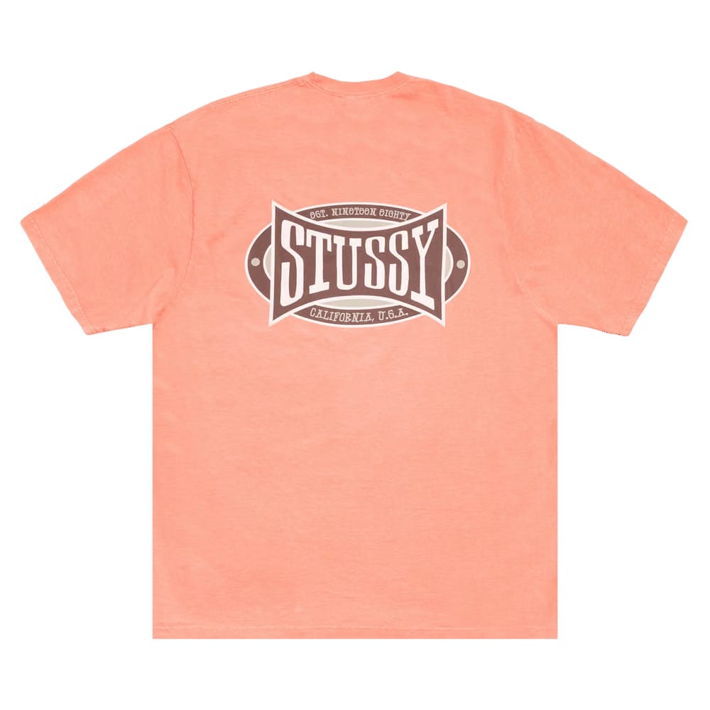 Stussy Champion Oval T-Shirt Pigment Dyed Sherbert