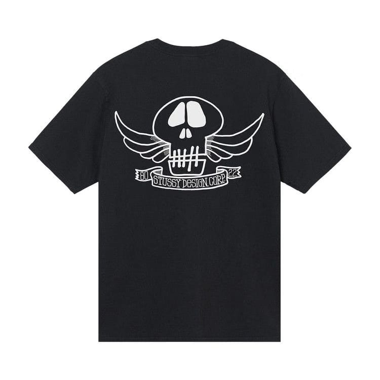 Stussy Skull Wings Pigment Dyed T-Shirt Black