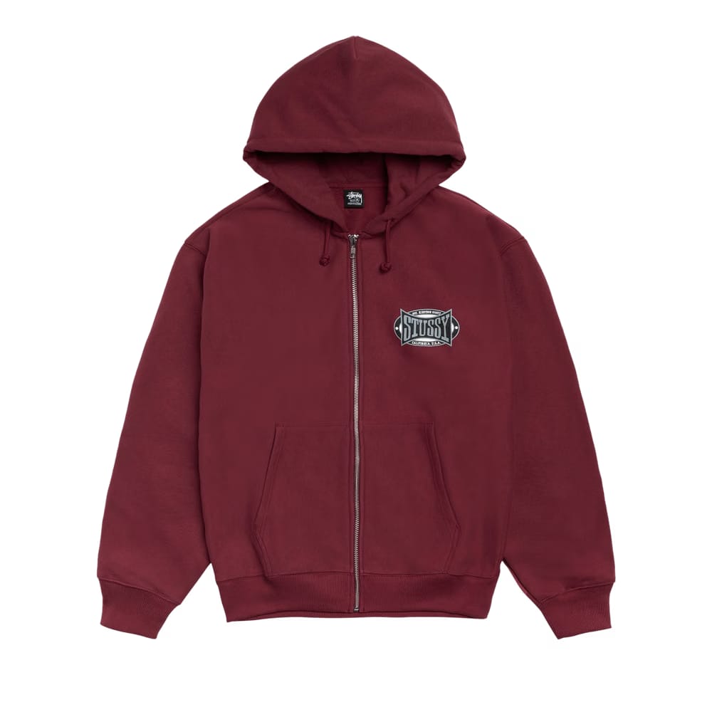 Stussy Champion Oval Zip Hoodie Wine