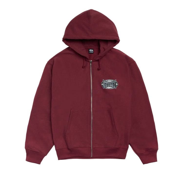 Stussy Champion Oval Zip Hoodie Wine
