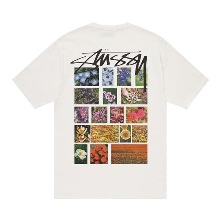 Stussy Flower Grid Pigment Dyed T-Shirt Natural