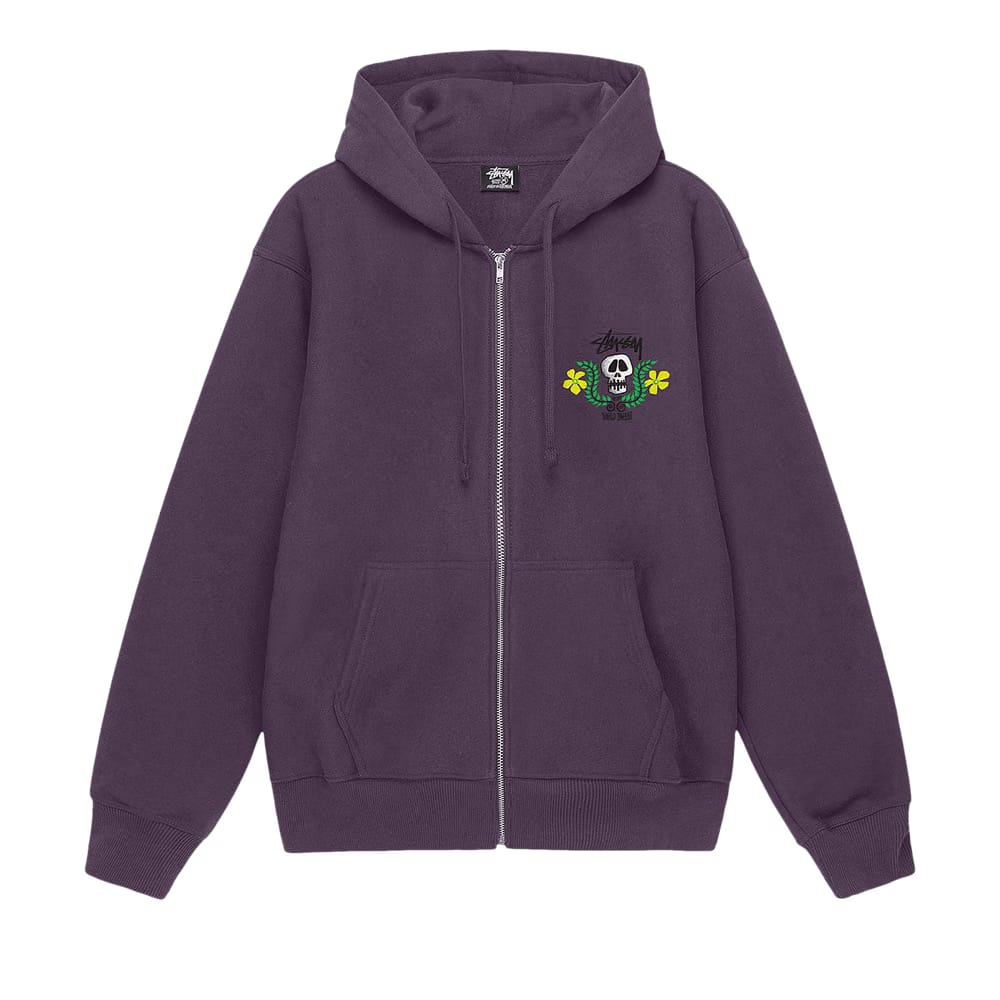 Stussy Skull Crest Zip Hoodie Grape