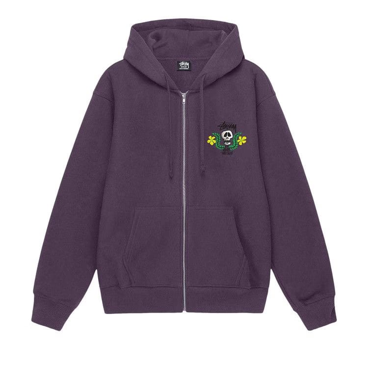 Stussy Skull Crest Zip Hoodie Grape