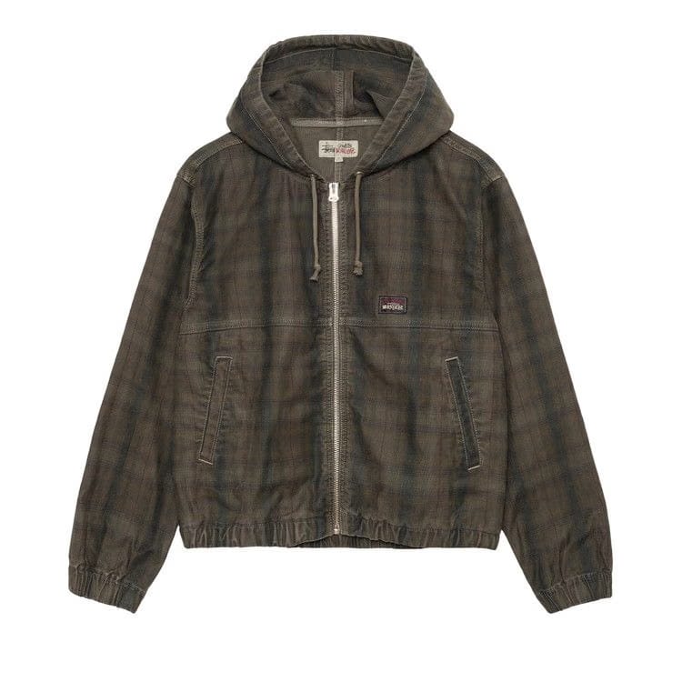 Stussy Unlined Plaid Zip Hoodie Olive