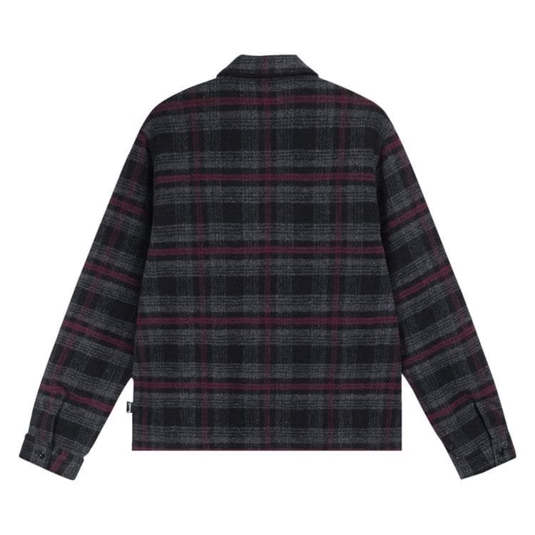 Stussy Reed Wool Plaid Zip Shirt Black