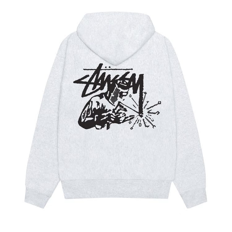 Stussy Welder Zip Hoodie Ash Heather