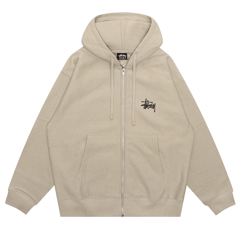 Stussy Basic Zip Hoodie Khaki
